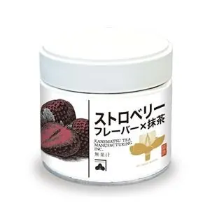 Strawberry flavored matcha tin